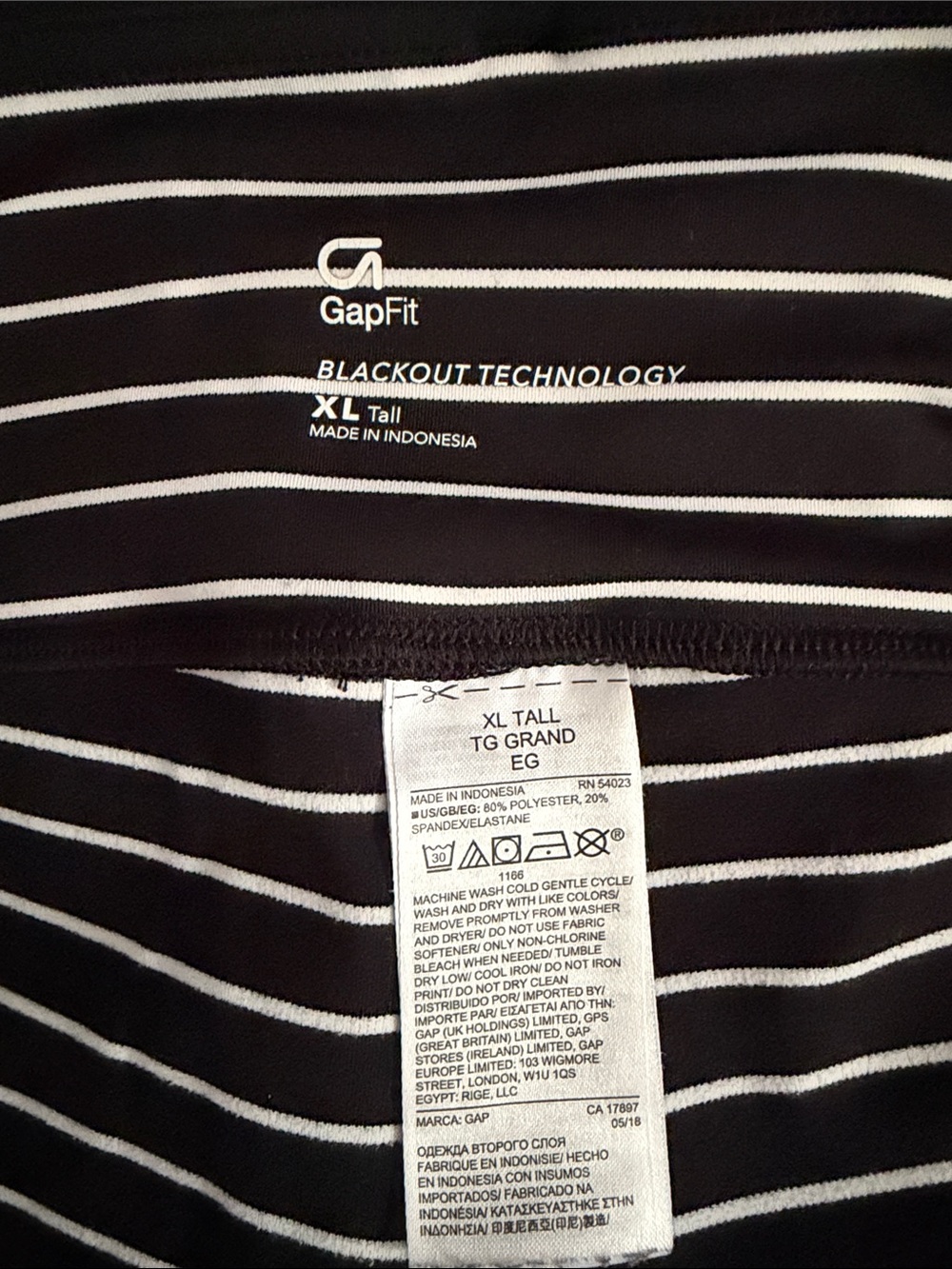 GAP Black & White Striped High-Waist Leggings size XL tall - Picture 3 of 3